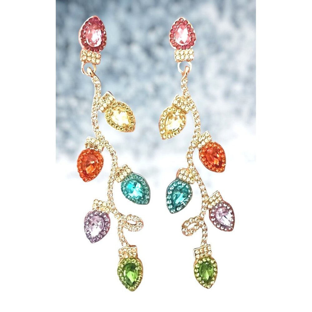 Christmas Bulb Earrings Pierced Posts New Festive Cruise Disco Dance Lig…